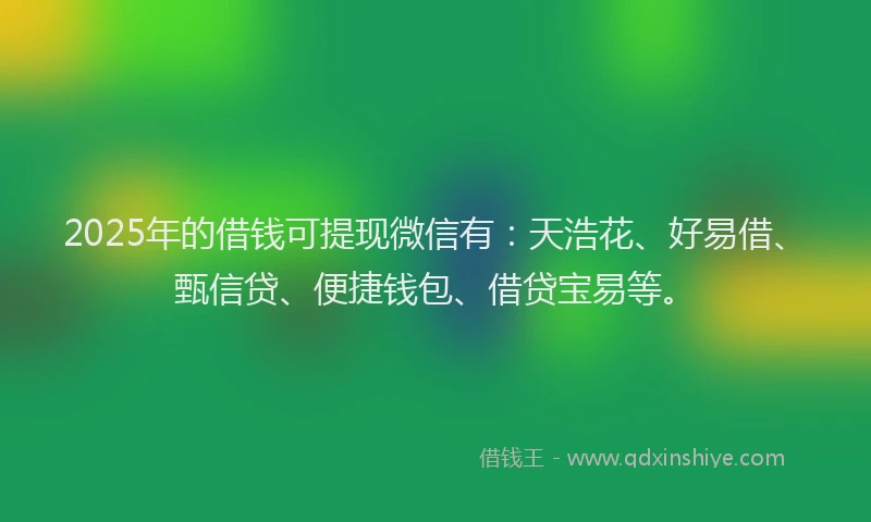 2025年的借钱可提现微信有：天浩花、好易借、甄信贷、便捷钱包、借贷宝易等。