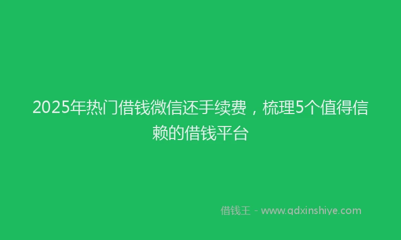 2025年热门借钱微信还手续费，梳理5个值得信赖的借钱平台