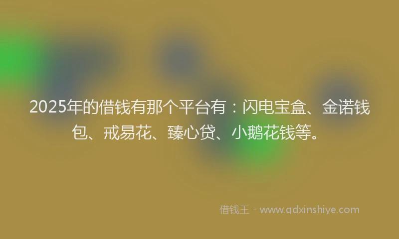 2025年的借钱有那个平台有：闪电宝盒、金诺钱包、戒易花、臻心贷、小鹅花钱等。