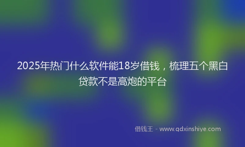 2025年热门什么软件能18岁借钱，梳理五个黑白贷款不是高炮的平台