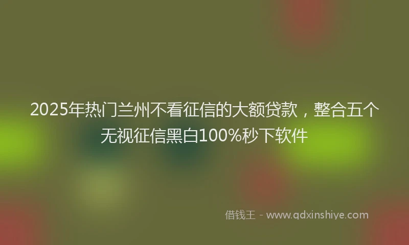 2025年热门兰州不看征信的大额贷款，整合五个无视征信黑白100%秒下软件