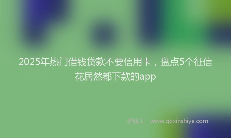 2025年热门借钱贷款不要信用卡，盘点5个征信花居然都下款的app