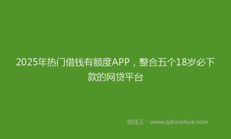 2025年热门借钱有额度APP，整合五个18岁必下款的网贷平台