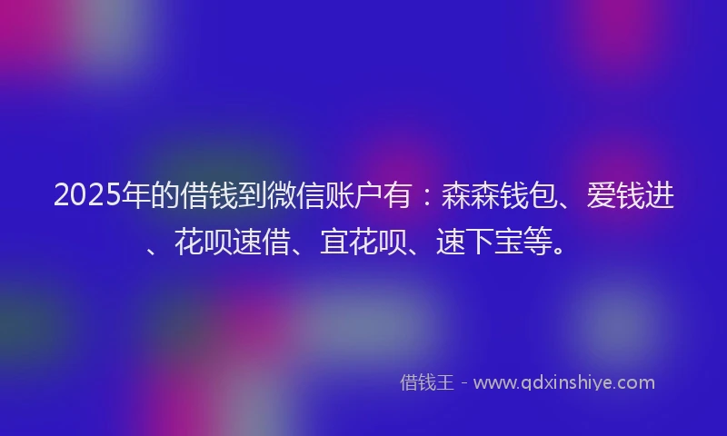 2025年的借钱到微信账户有：森森钱包、爱钱进、花呗速借、宜花呗、速下宝等。