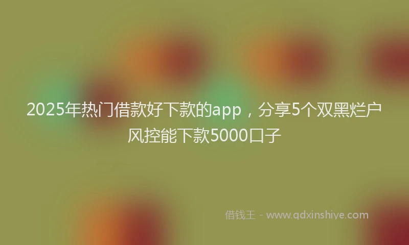 2025年热门借款好下款的app，分享5个双黑烂户风控能下款5000口子