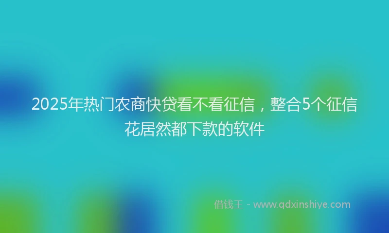2025年热门农商快贷看不看征信，整合5个征信花居然都下款的软件