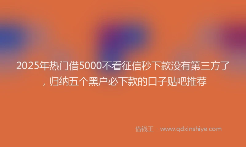 2025年热门借5000不看征信秒下款没有第三方了，归纳五个黑户必下款的口子贴吧推荐