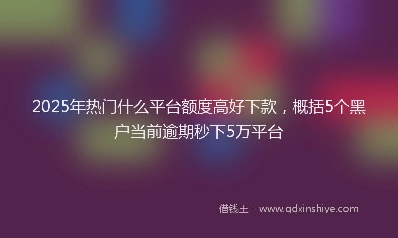 2025年热门什么平台额度高好下款，概括5个黑户当前逾期秒下5万平台