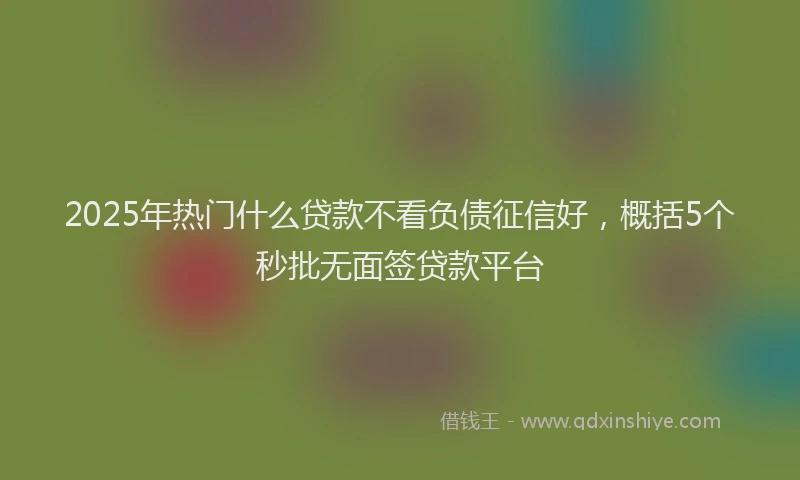 2025年热门什么贷款不看负债征信好，概括5个秒批无面签贷款平台