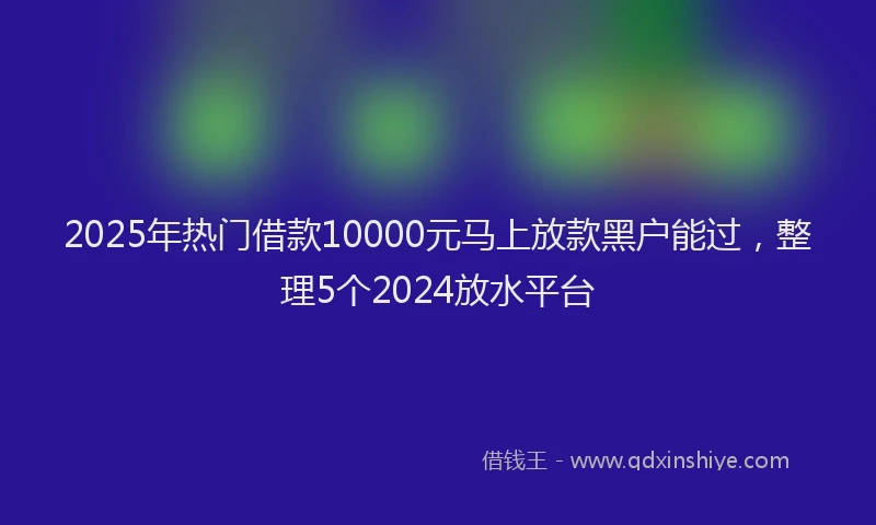 2025年热门借款10000元马上放款黑户能过，整理5个2024放水平台