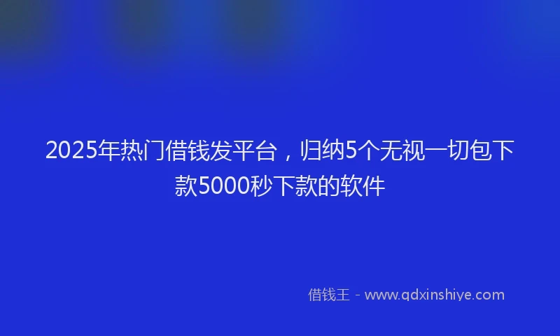2025年热门借钱发平台，归纳5个无视一切包下款5000秒下款的软件