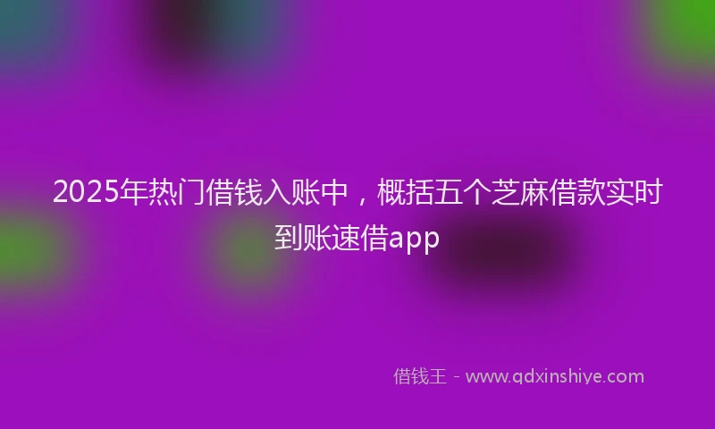 2025年热门借钱入账中，概括五个芝麻借款实时到账速借app