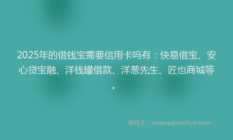2025年的借钱宝需要信用卡吗有：快易借宝、安心贷宝融、洋钱罐借款、洋葱先生、匠也商城等。