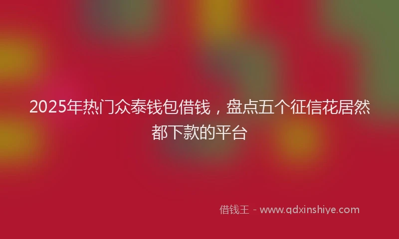 2025年热门众泰钱包借钱，盘点五个征信花居然都下款的平台