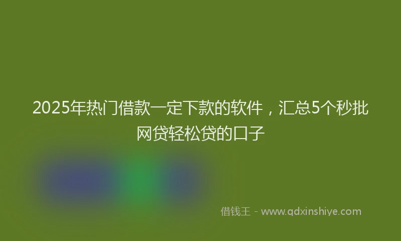 2025年热门借款一定下款的软件，汇总5个秒批网贷轻松贷的口子