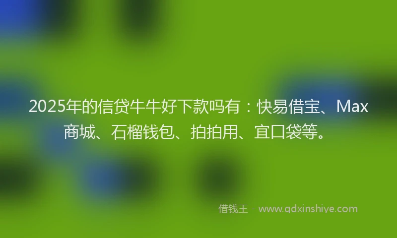 2025年的信贷牛牛好下款吗有：快易借宝、Max商城、石榴钱包、拍拍用、宜口袋等。