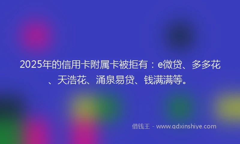 2025年的信用卡附属卡被拒有：e微贷、多多花、天浩花、涌泉易贷、钱满满等。