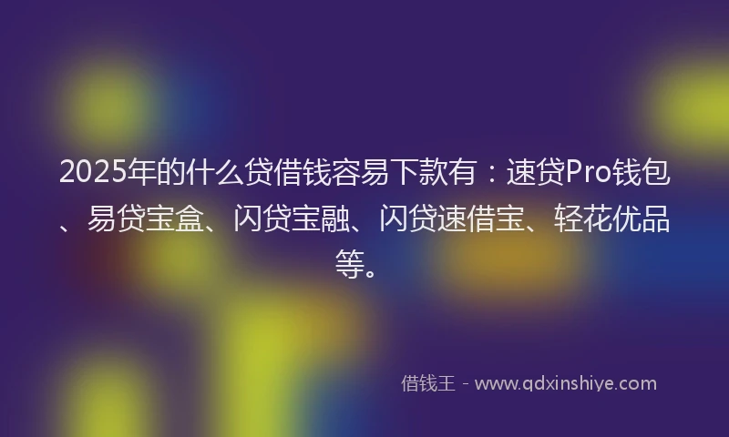 2025年的什么贷借钱容易下款有：速贷Pro钱包、易贷宝盒、闪贷宝融、闪贷速借宝、轻花优品等。