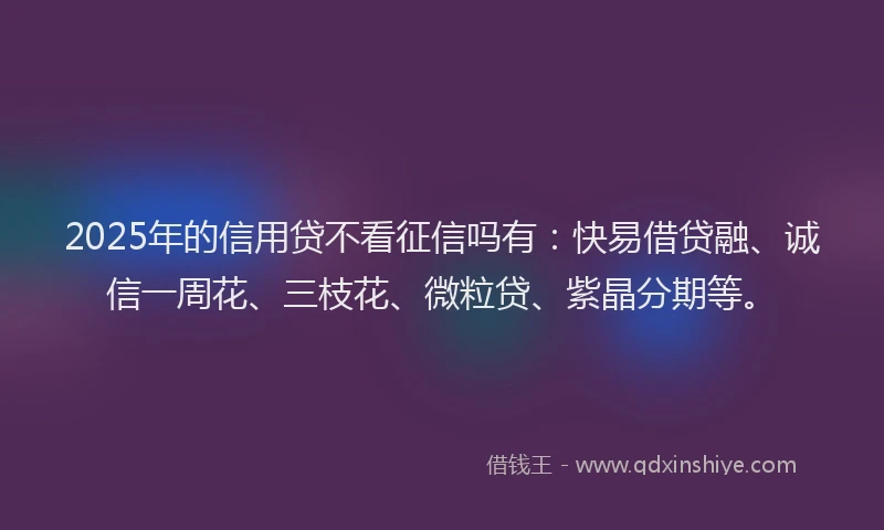 2025年的信用贷不看征信吗有：快易借贷融、诚信一周花、三枝花、微粒贷、紫晶分期等。