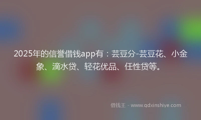 2025年的信誉借钱app有：芸豆分-芸豆花、小金象、滴水贷、轻花优品、任性贷等。