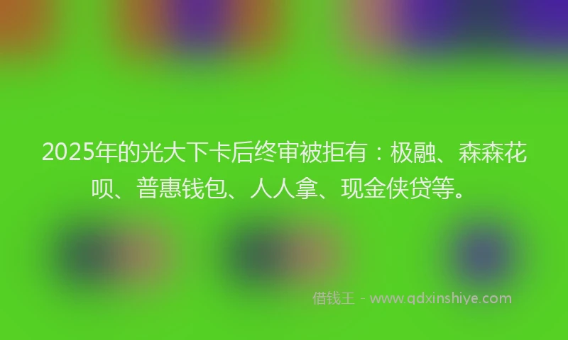 2025年的光大下卡后终审被拒有：极融、森森花呗、普惠钱包、人人拿、现金侠贷等。