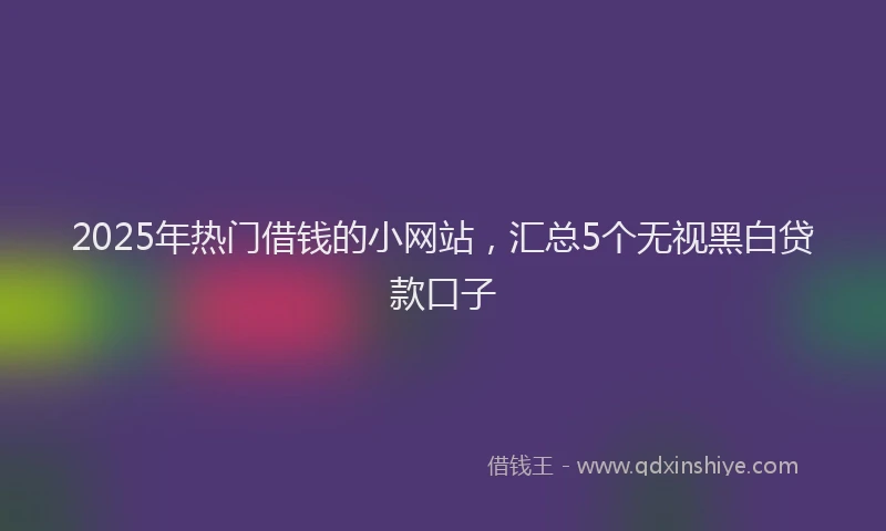 2025年热门借钱的小网站，汇总5个无视黑白贷款口子