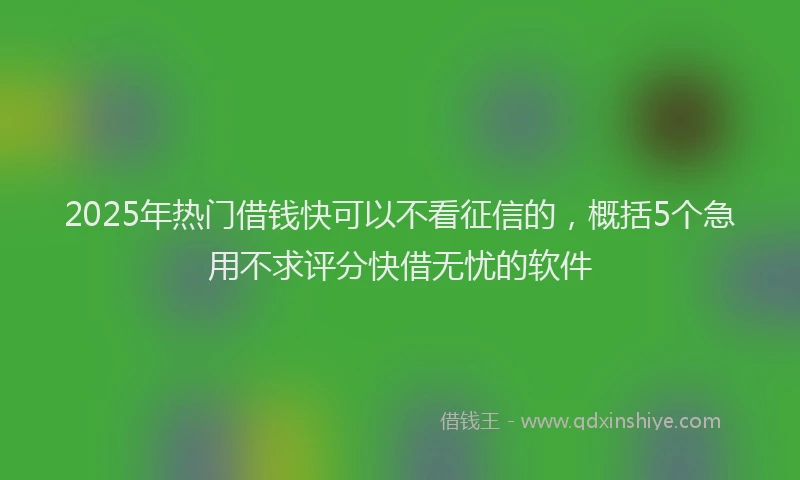 2025年热门借钱快可以不看征信的，概括5个急用不求评分快借无忧的软件