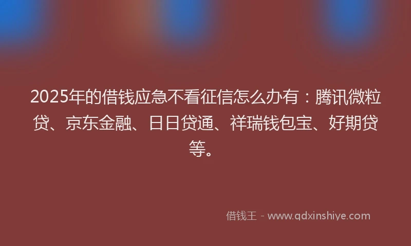 2025年的借钱应急不看征信怎么办有：腾讯微粒贷、京东金融、日日贷通、祥瑞钱包宝、好期贷等。