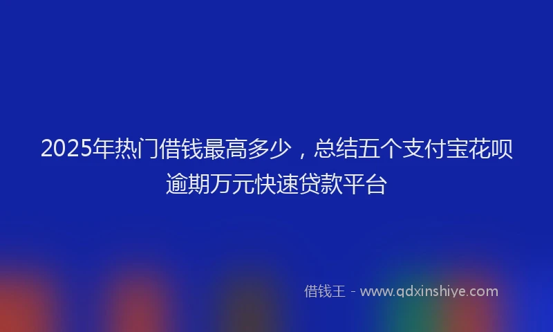 2025年热门借钱最高多少，总结五个支付宝花呗逾期万元快速贷款平台