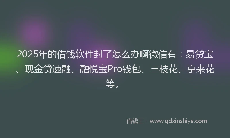 2025年的借钱软件封了怎么办啊微信有：易贷宝、现金贷速融、融悦宝Pro钱包、三枝花、享来花等。