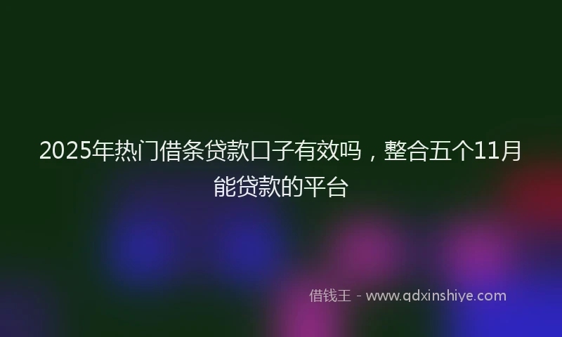 2025年热门借条贷款口子有效吗，整合五个11月能贷款的平台