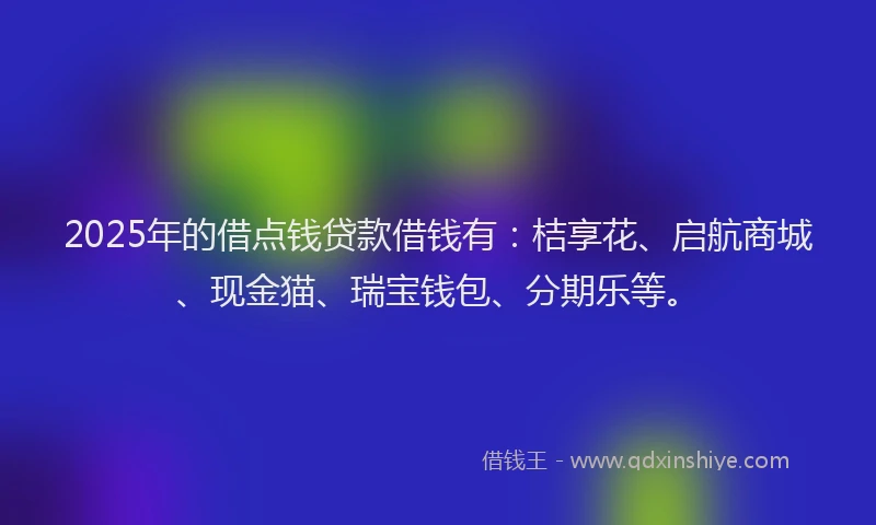 2025年的借点钱贷款借钱有：桔享花、启航商城、现金猫、瑞宝钱包、分期乐等。