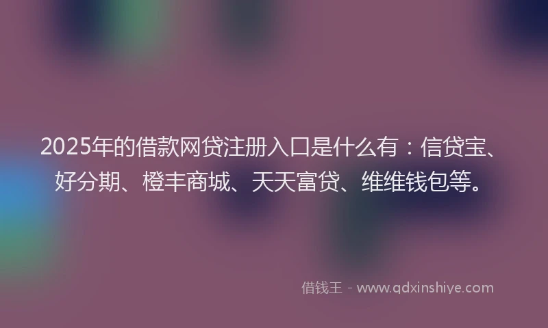 2025年的借款网贷注册入口是什么有：信贷宝、好分期、橙丰商城、天天富贷、维维钱包等。