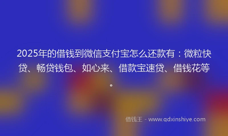 2025年的借钱到微信支付宝怎么还款有：微粒快贷、畅贷钱包、如心来、借款宝速贷、借钱花等。