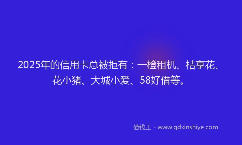 2025年的信用卡总被拒有：一橙租机、桔享花、花小猪、大城小爱、58好借等。
