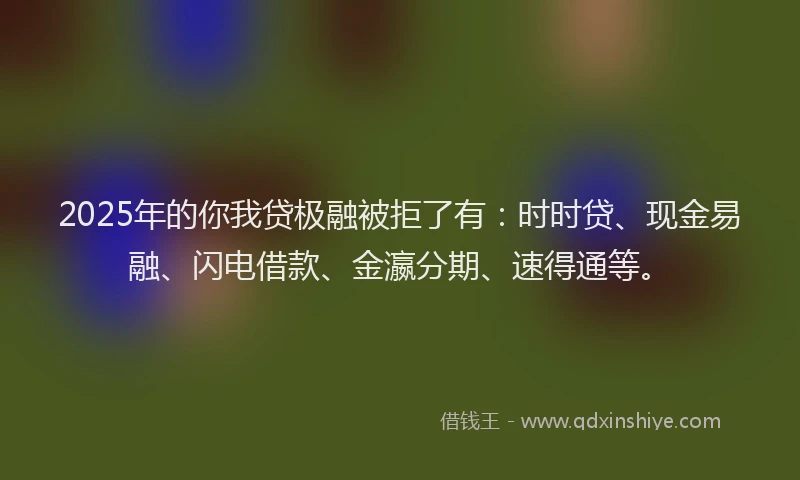 2025年的你我贷极融被拒了有：时时贷、现金易融、闪电借款、金瀛分期、速得通等。
