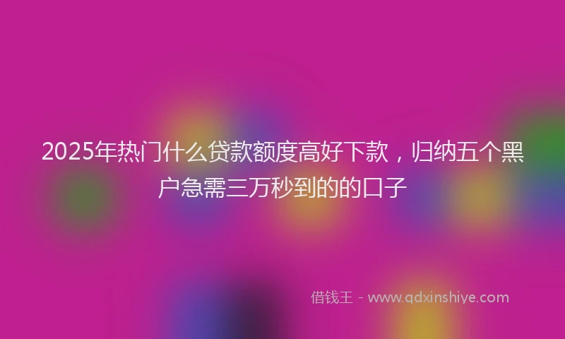 2025年热门什么贷款额度高好下款，归纳五个黑户急需三万秒到的的口子
