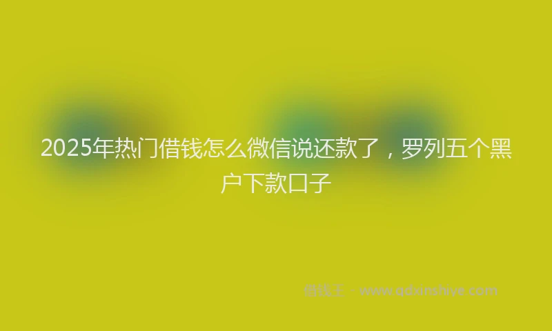 2025年热门借钱怎么微信说还款了，罗列五个黑户下款口子