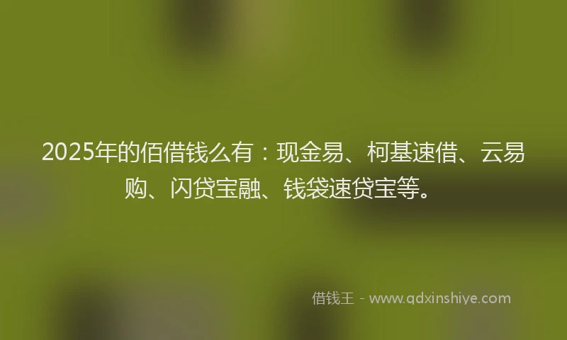 2025年的佰借钱么有：现金易、柯基速借、云易购、闪贷宝融、钱袋速贷宝等。