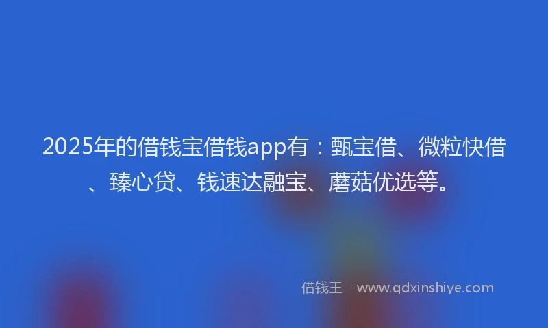 2025年的借钱宝借钱app有：甄宝借、微粒快借、臻心贷、钱速达融宝、蘑菇优选等。