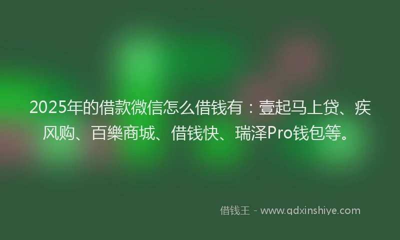 2025年的借款微信怎么借钱有：壹起马上贷、疾风购、百樂商城、借钱快、瑞泽Pro钱包等。