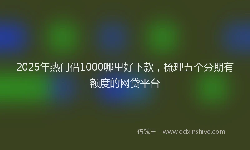 2025年热门借1000哪里好下款，梳理五个分期有额度的网贷平台