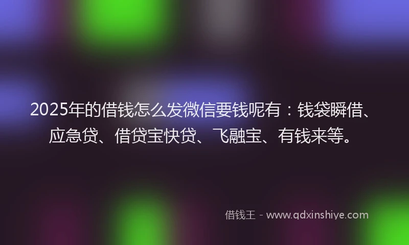2025年的借钱怎么发微信要钱呢有：钱袋瞬借、应急贷、借贷宝快贷、飞融宝、有钱来等。