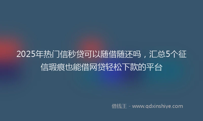 2025年热门信秒贷可以随借随还吗，汇总5个征信瑕疵也能借网贷轻松下款的平台