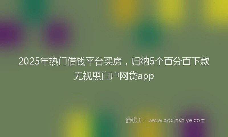 2025年热门借钱平台买房，归纳5个百分百下款无视黑白户网贷app