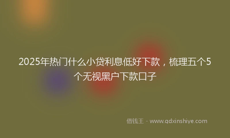2025年热门什么小贷利息低好下款，梳理五个5个无视黑户下款口子