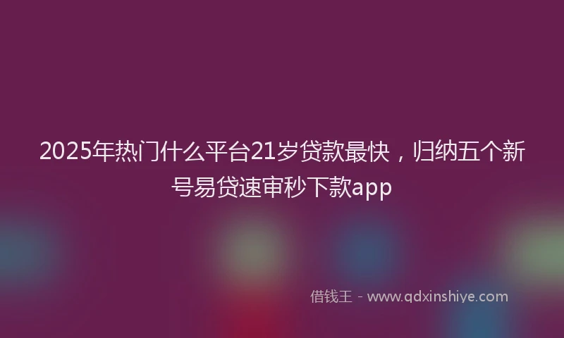 2025年热门什么平台21岁贷款最快，归纳五个新号易贷速审秒下款app