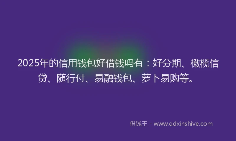 2025年的信用钱包好借钱吗有：好分期、橄榄信贷、随行付、易融钱包、萝卜易购等。