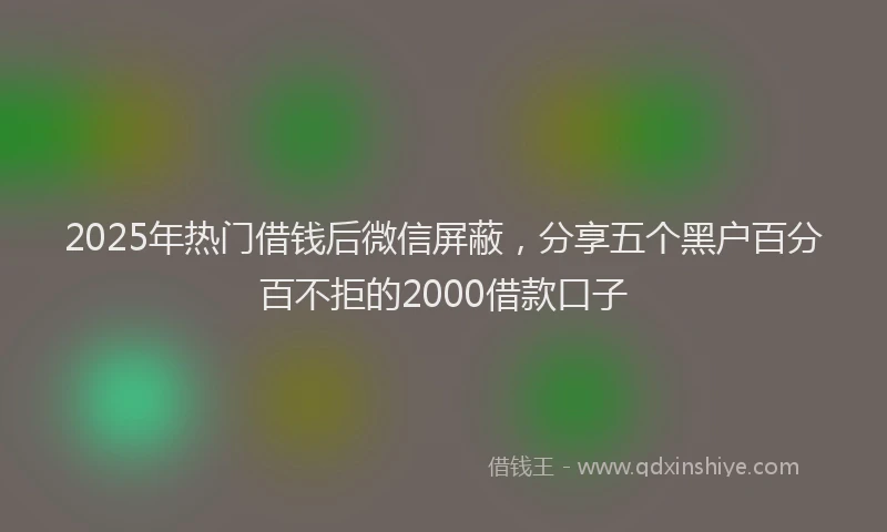 2025年热门借钱后微信屏蔽，分享五个黑户百分百不拒的2000借款口子