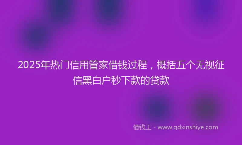 2025年热门信用管家借钱过程，概括五个无视征信黑白户秒下款的贷款